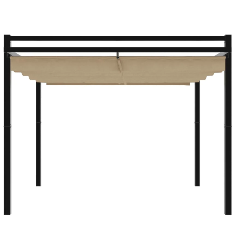 vidaXL dārza nojume ar izvelkamu jumtu, 3x3 m, pelēkbrūna, alumīnijs