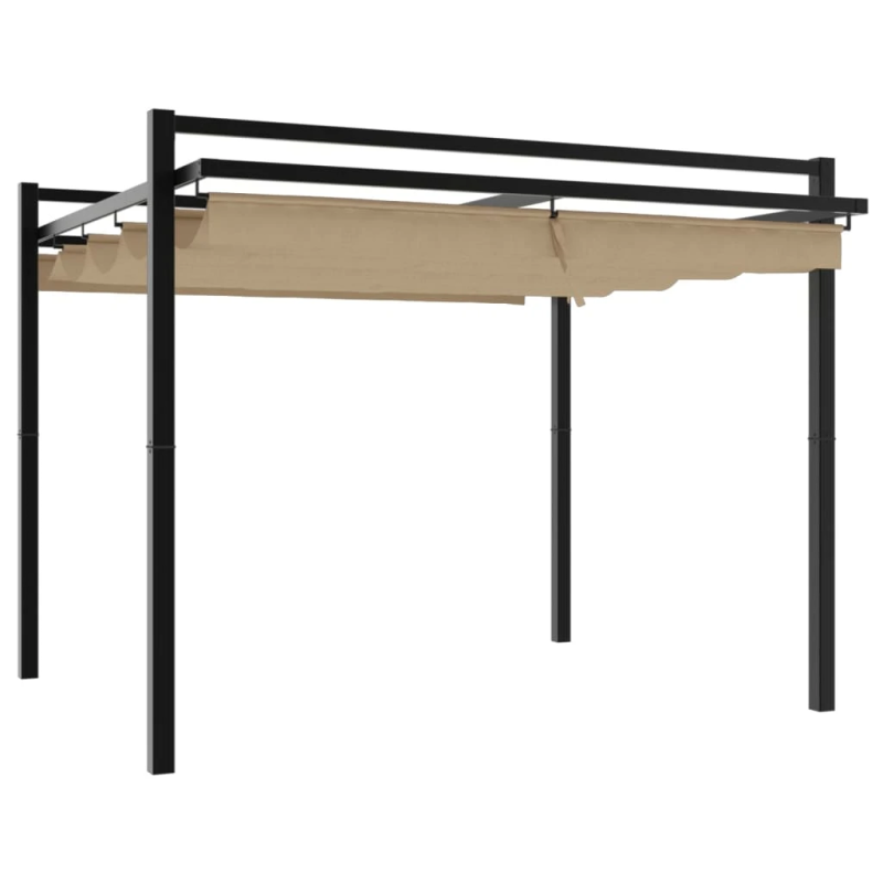 vidaXL dārza nojume ar izvelkamu jumtu, 3x3 m, pelēkbrūna, alumīnijs