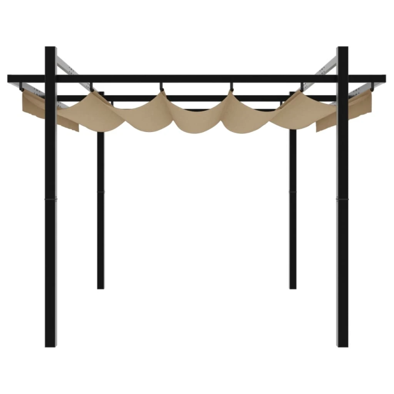 vidaXL dārza nojume ar izvelkamu jumtu, 3x3 m, pelēkbrūna, alumīnijs