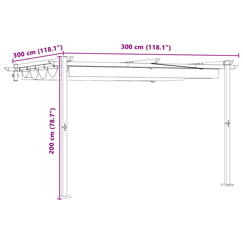 vidaXL Nojume Krēmkrāsa 300 x 300 x 200 cm Poliesters