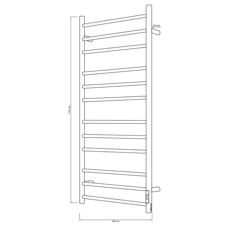Elektriskais dvieļu žāvētāja stienis Thema Lux BK-109W-12T, melna krās., 53 cm x 116.5 cm, 165 W