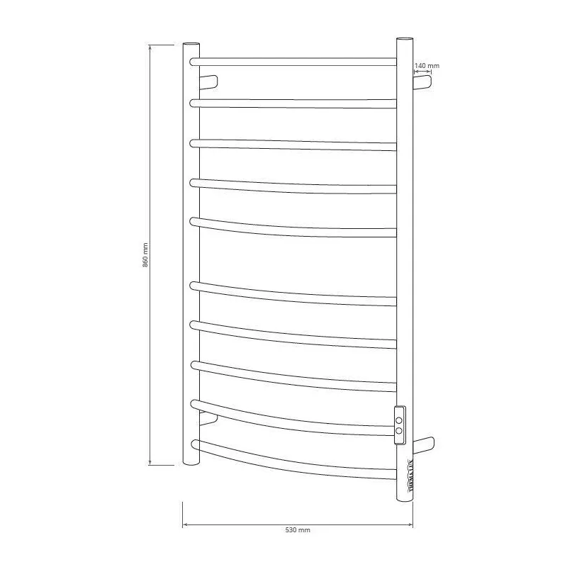Elektriskais dvieļu žāvētāja stienis Thema Lux BK-109A-10T, hroma krās., 53 cm x 86 cm, 100 W