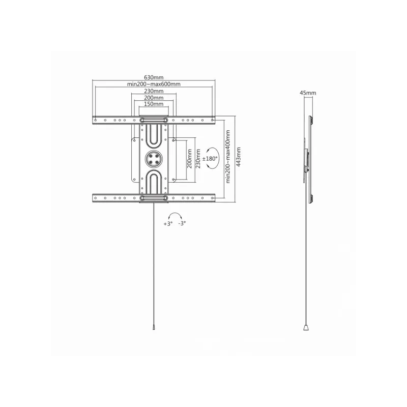 Sbox PLB-1246F Fixed Flat Screen LED TV Mount 37-70 50kg
