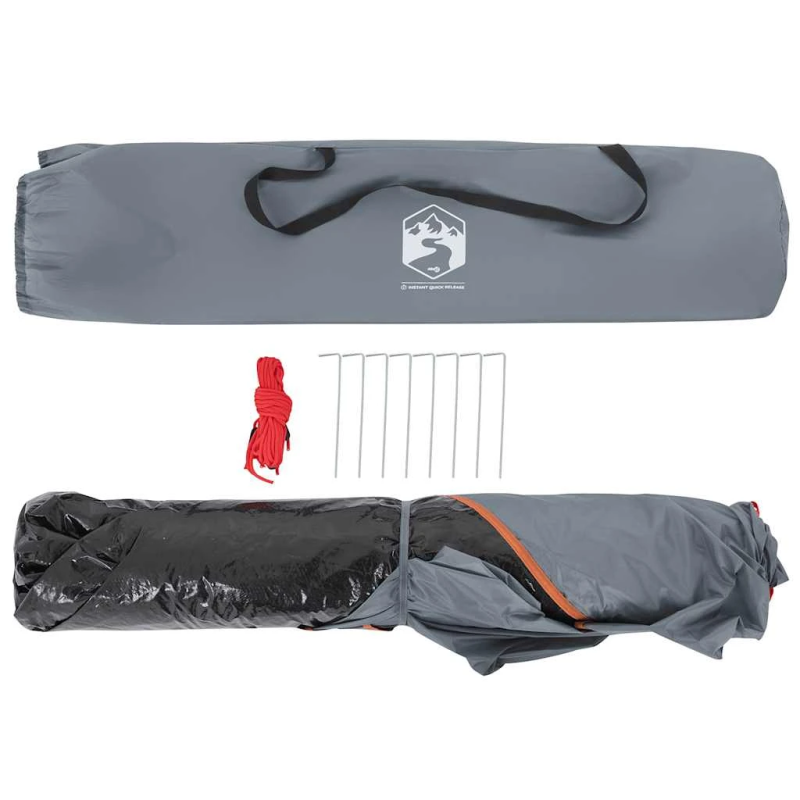 vidaXL kempinga telts 5 personām, kupola forma, pelēka, oranža