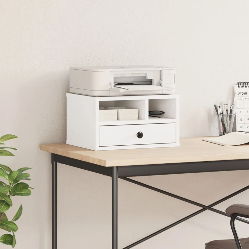 vidaXL printera statīvs, balts, 40x32x22,5 cm, inženierijas koks