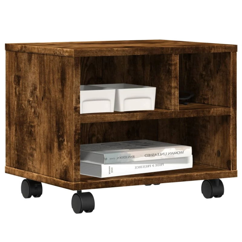 vidaXL printera statīvs ar riteņiem, ozolkoka krāsā, 41x32x34,5 cm