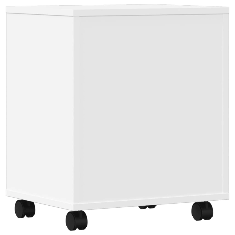 vidaXL printera statīvs ar riteņiem, balts, 41x32x48 cm