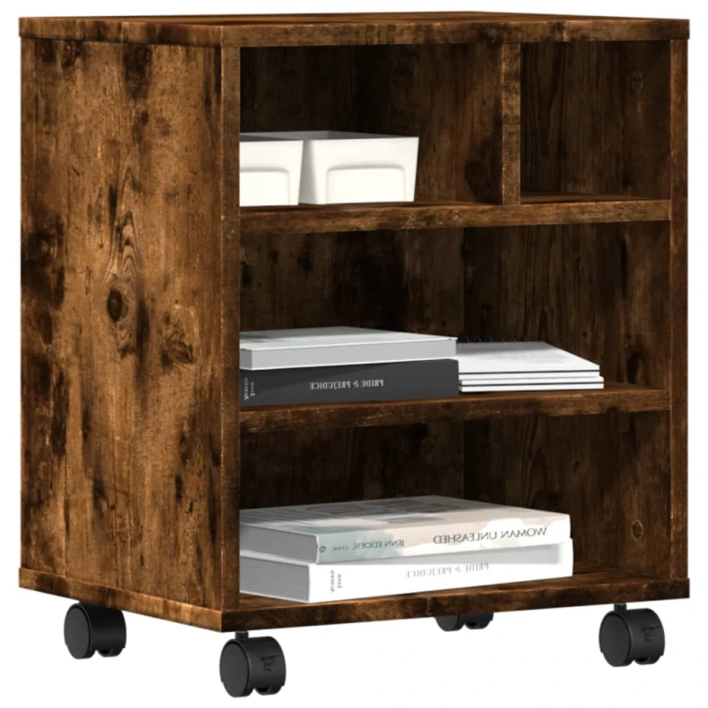 vidaXL printera statīvs ar riteņiem, ozolkoka krāsā, 41x32x48 cm