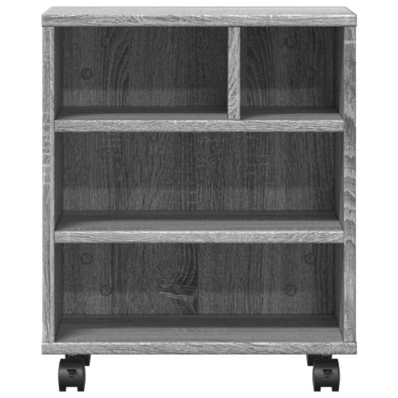 vidaXL printera statīvs ar riteņiem, pelēka ozola, 41x32x48 cm