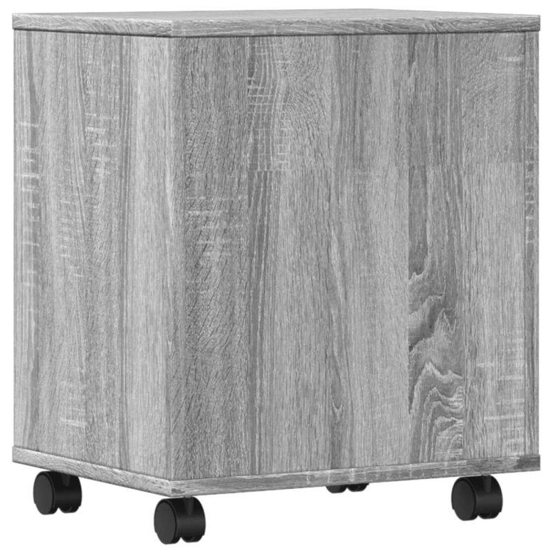 vidaXL printera statīvs ar riteņiem, pelēka ozola, 41x32x48 cm