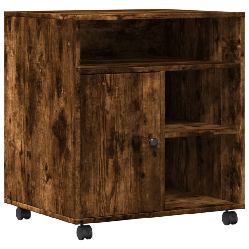 vidaXL printera statīvs ar riteņiem, ozolkoka krāsā, 60x50x67 cm