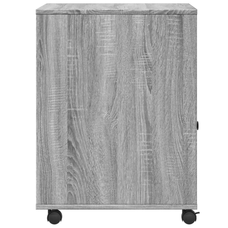 vidaXL printera statīvs ar riteņiem, pelēka ozola, 60x50x67 cm