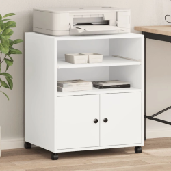 vidaXL printera statīvs ar riteņiem, balts, 60x48x74 cm