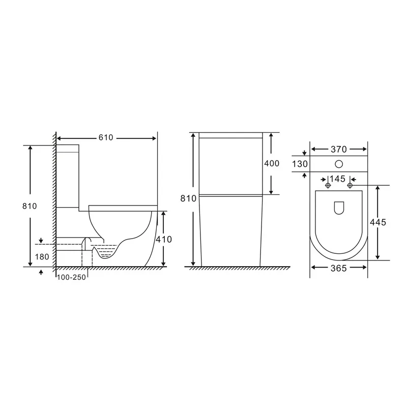 Tualete, novietojams Domoletti TK321, ar vāku, 365 mm x 410 mm