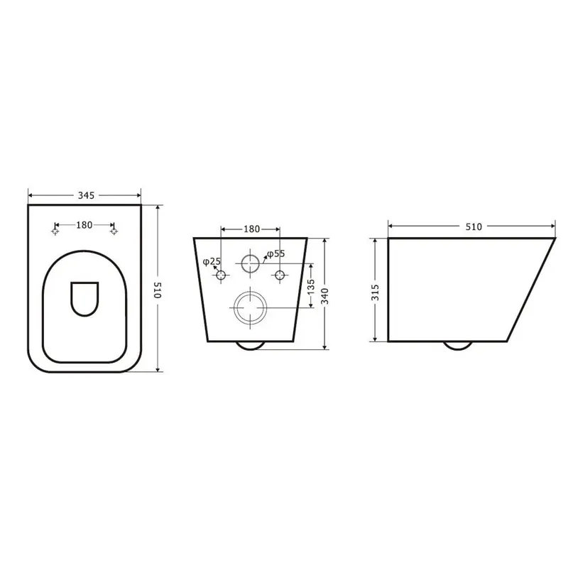 Tualete, pakarināms Domoletti TK525, ar vāku, 440 mm x 430 mm