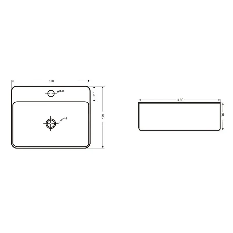 Vannas istabas izlietne Domoletti. 520 mm x 440 mm x 150 mm