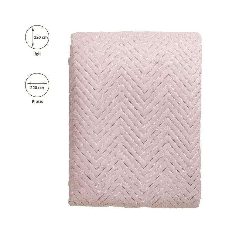 Gultas pārklājs Domoletti, gaiši rozā krās., 220 cm x 220 cm