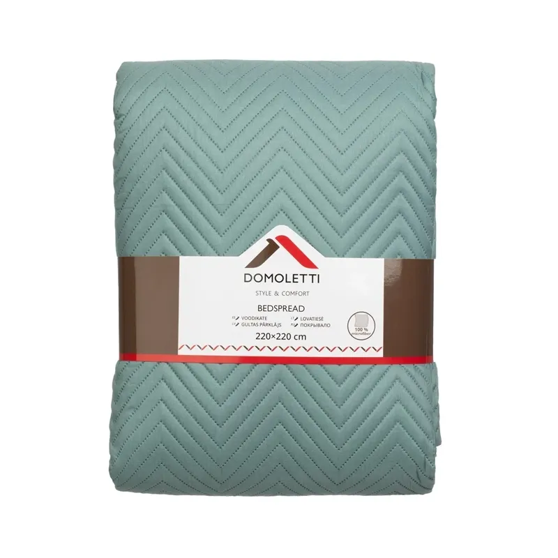 Gultas pārklājs Domoletti, zila krās.-zaļa krās., 220 cm x 220 cm