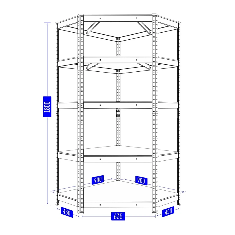 Stūra plaukts budget 180x90x45 cm