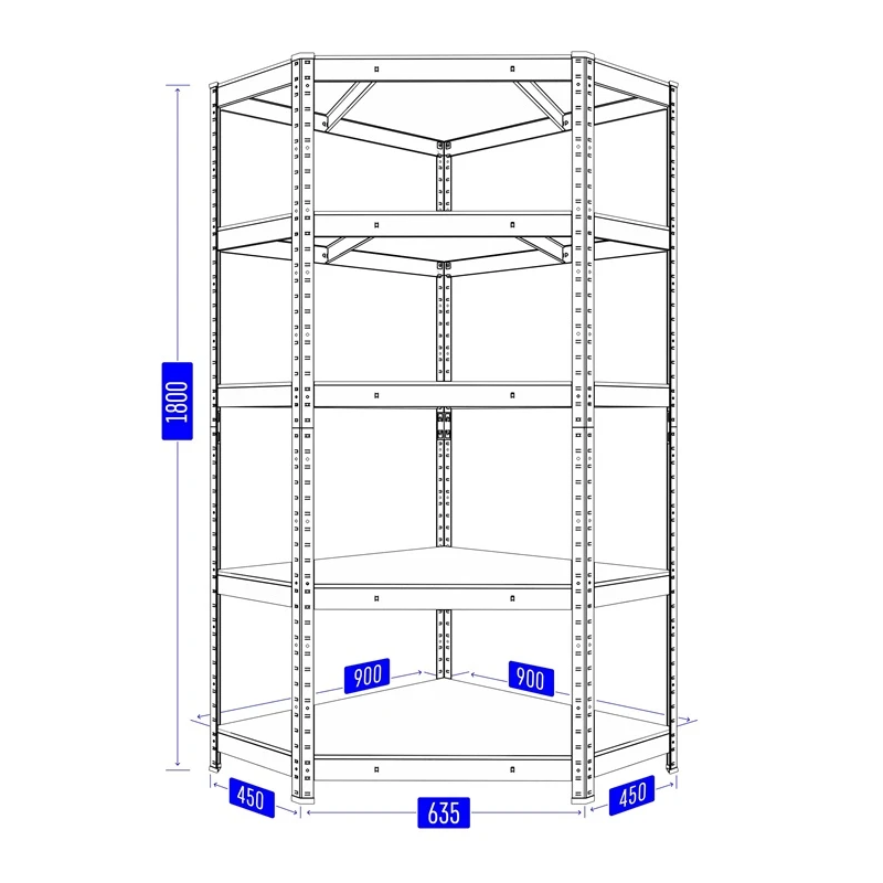 Stūra plaukts budget 180x90x45 cm