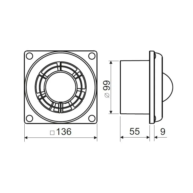 Ventilaator olme-tõmbe Haushalt B2, taimeriga, 10 cm