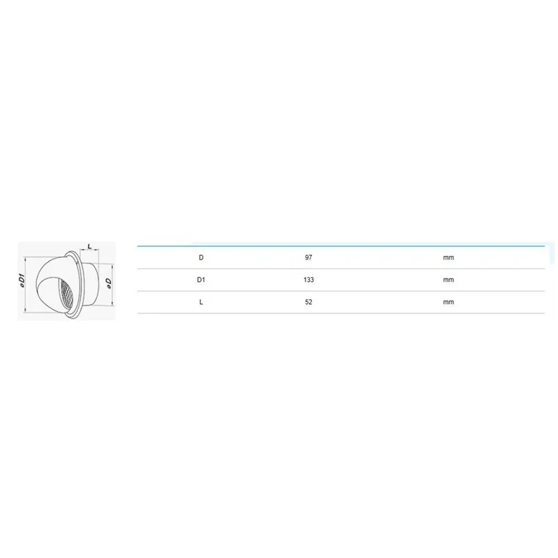 Välisventilatsiooni restid Haushalt, roostevaba teras, 133 mm, 97 mm