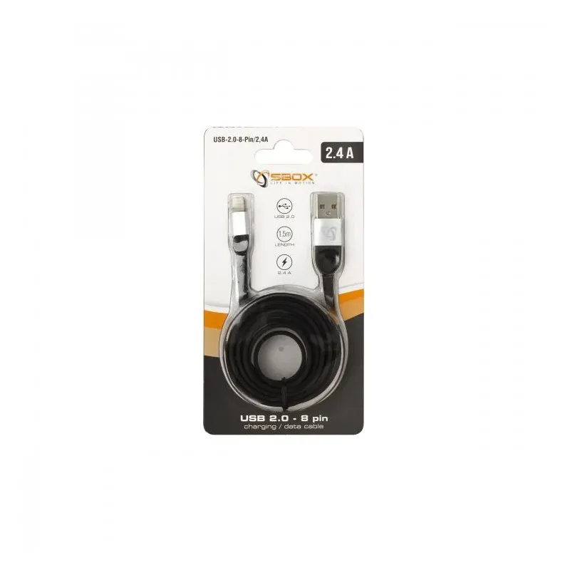 Sbox USB 2.0-8-Pin-2.4A black-silver