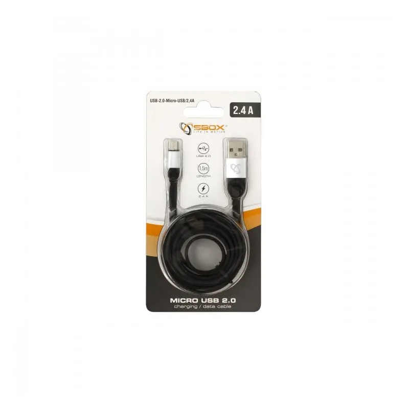 Sbox USB- Micro USB M-M 1.5m USB-MICRO-2,4A