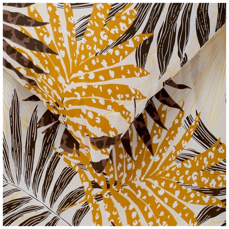 Voodipesukomplekt Domoletti Abstract Leave, pruun v.-beež v., 200 x 220 cm