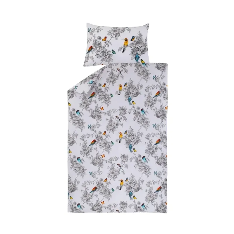Gultas veļas komplekts Domoletti Bird Wilde, balta krās.-pelēka krās., 140 x 200 cm