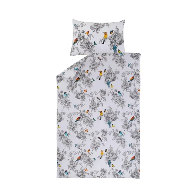 Gultas veļas komplekts Domoletti Bird Wilde, balta krās.-pelēka krās., 140 x 200 cm