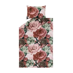 Voodipesukomplekt Domoletti Vintage Rosei, roheline v.-roosa v., 140 x 200 cm