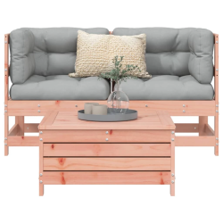 vidaXL 3-daļīgs dārza dīvānu komplekts, egles masīvkoks