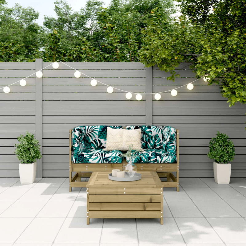 vidaXL 3-daļīgs dārza dīvānu komplekts, impregnēts priedes koks