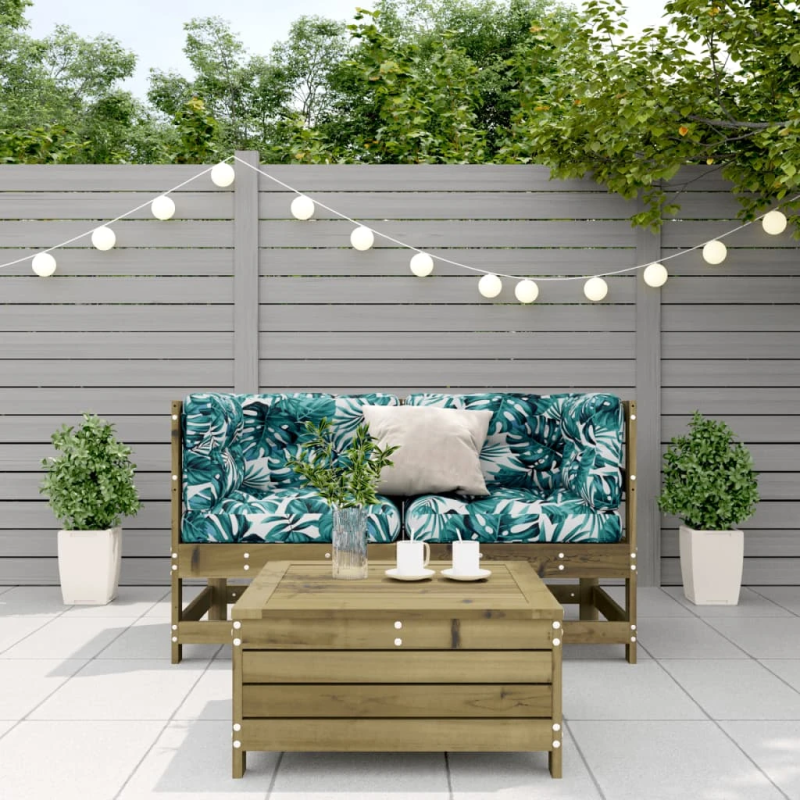 vidaXL 3-daļīgs dārza atpūtas mēbeļu komplekts ar matračiem, priede