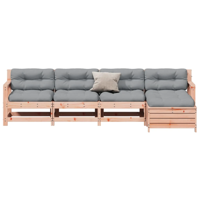 vidaXL 5-daļīgs dārza atpūtas mēbeļu komplekts ar matračiem, egle