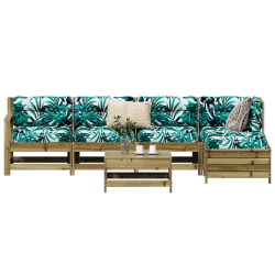 vidaXL 6-daļīgs dārza dīvāna komplekts, impregnēts priedes koks