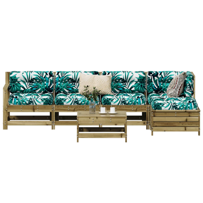 vidaXL 6-daļīgs dārza dīvāna komplekts, impregnēts priedes koks