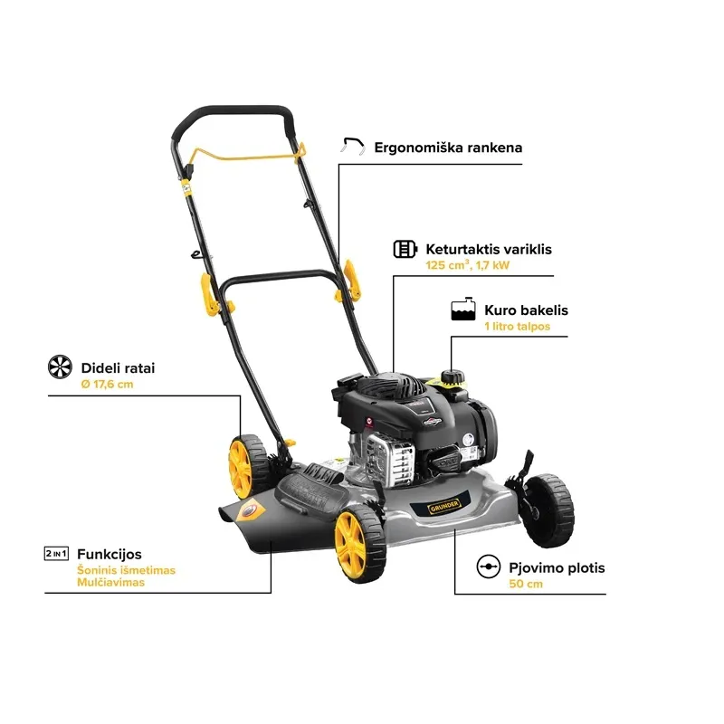 Benzininė vejapjovė Grunder M510I-1-BS450E, 50 cm