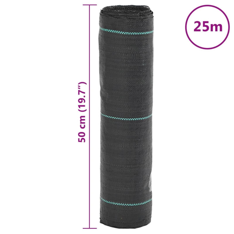 vidaXL augsnes pārsegs, melns, 0,5x25 m, PP