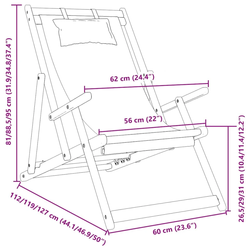 vidaXL salokāmi pludmales krēsli, 2 gab., krēmkrāsas audums