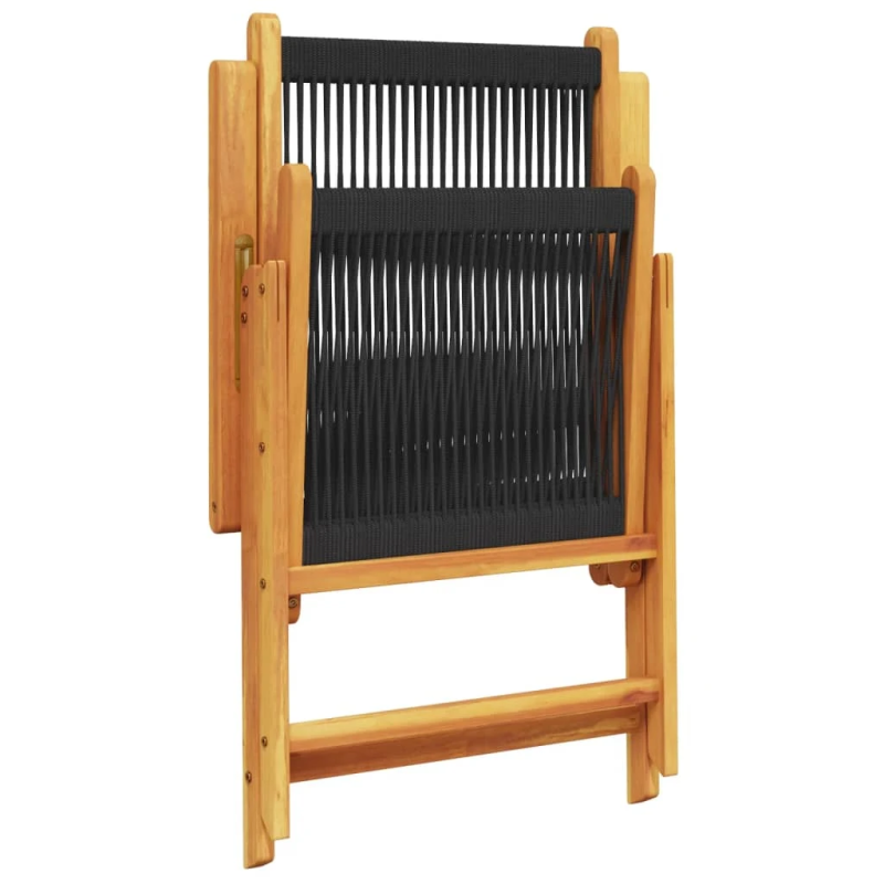 vidaXL dārza krēsli, 6 gab., regulējami, melni, akācijas masīvkoks