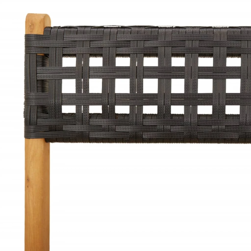 vidaXL saliekami dārza krēsli, 6 gab., melna PE rotangpalma, koks