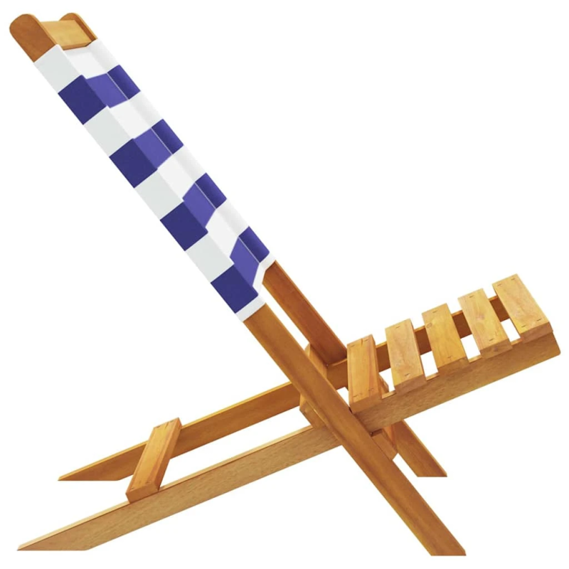 vidaXL salokāmi dārza krēsli, 4 gab., zili balts, audums un masīvkoks