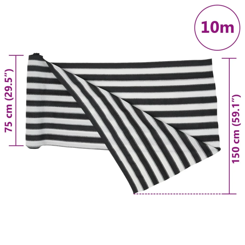 vidaXL norobežojošais tīkls antracītpelēks balts 1,5x10 m HDPE 150g-m²