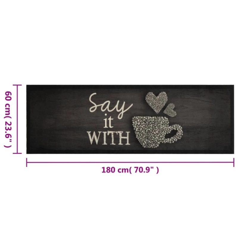 vidaXL virtuves paklājs, mazgājams, krūzes dizains, 60x180 cm, samts