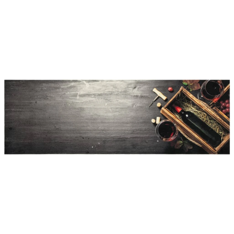 vidaXL virtuves paklājs, mazgājams, vīna pudele, 60x180 cm, samts