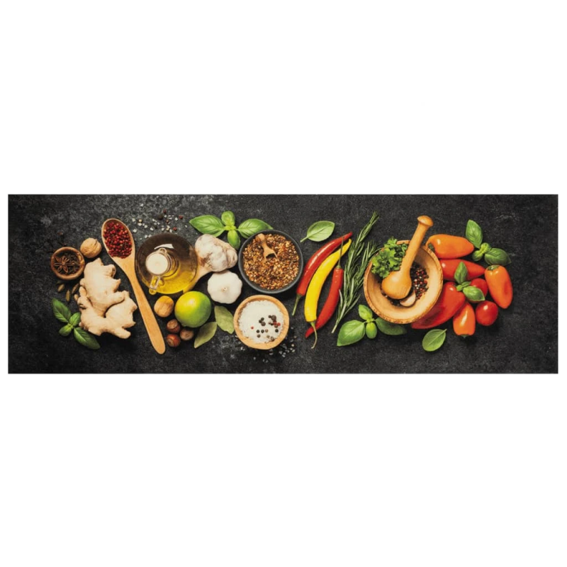 vidaXL virtuves paklājs, mazgājams, garšvielu apdruka, 60x180 cm