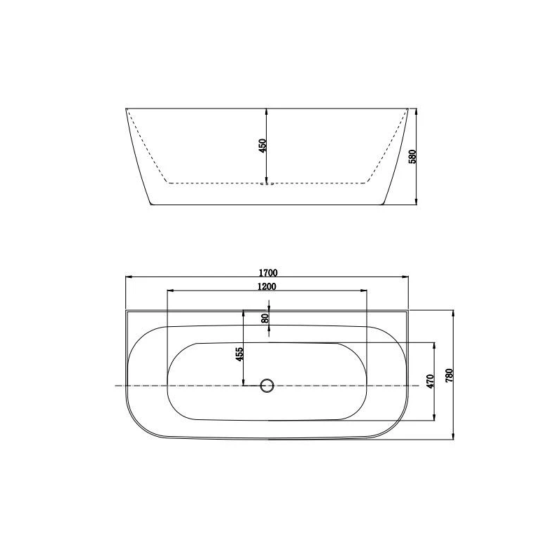 Vanna akr. pie sienas 170x80x58 122778