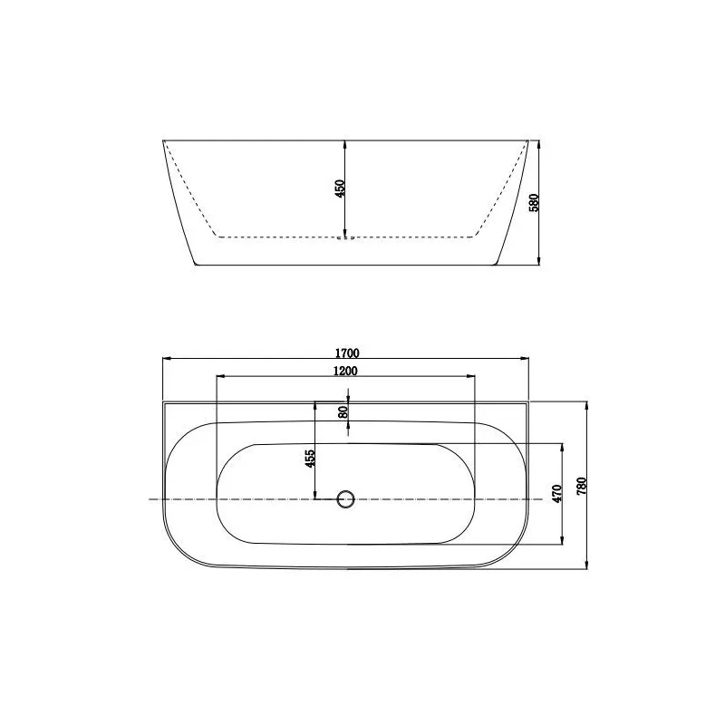 Vanna, brīvi novietots Masterjero, 170 cm x 78 cm x 58 cm, taisnstūris, balta krās.